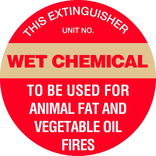 Uniform Safety Signs - 200mm Disc - Self Adhesive - Fire Extinguisher Marker - Wet Chemical (Gold) | FRL07A
