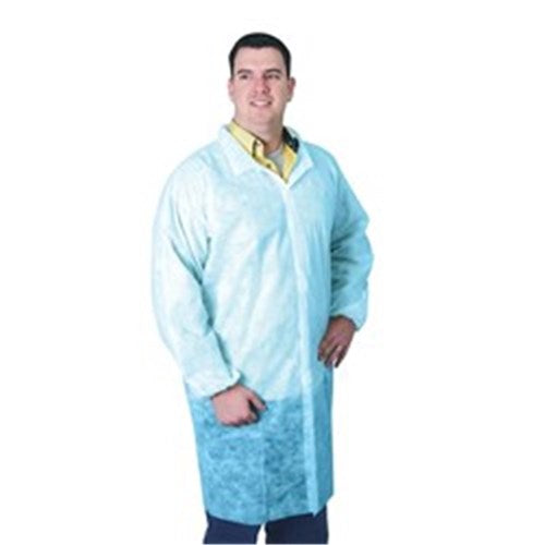 Frontier -  Lab Coat c/w Grip Tab. Bx 50 Blue One Size Fits All | 9322297051697