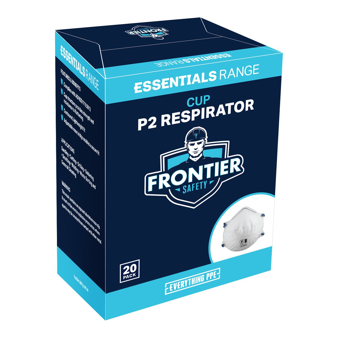 Frontier -  Frontier P2 Cup Respirator No Valve, 20 Units Per Box | 9322297096339