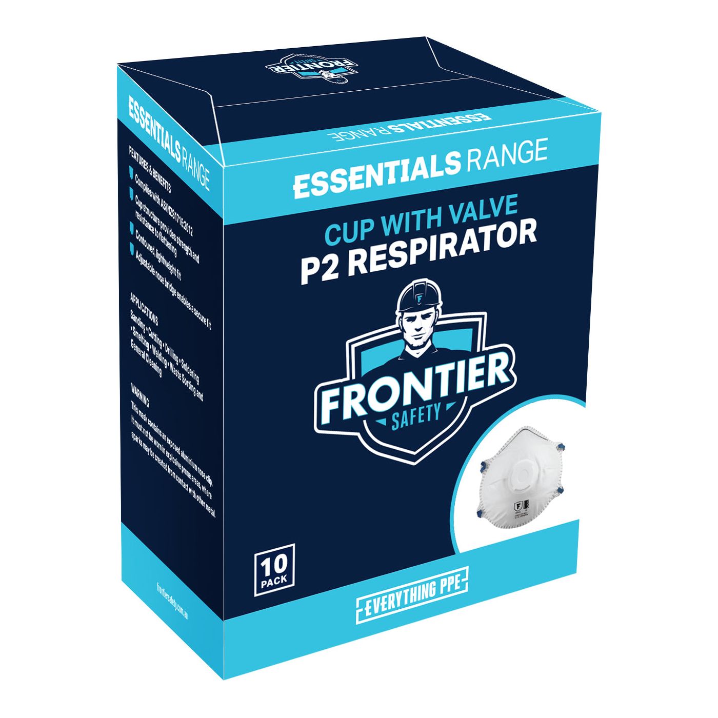 Frontier -  Frontier P2 Cup Respirator with valve, 10 units per box | 9322297096315