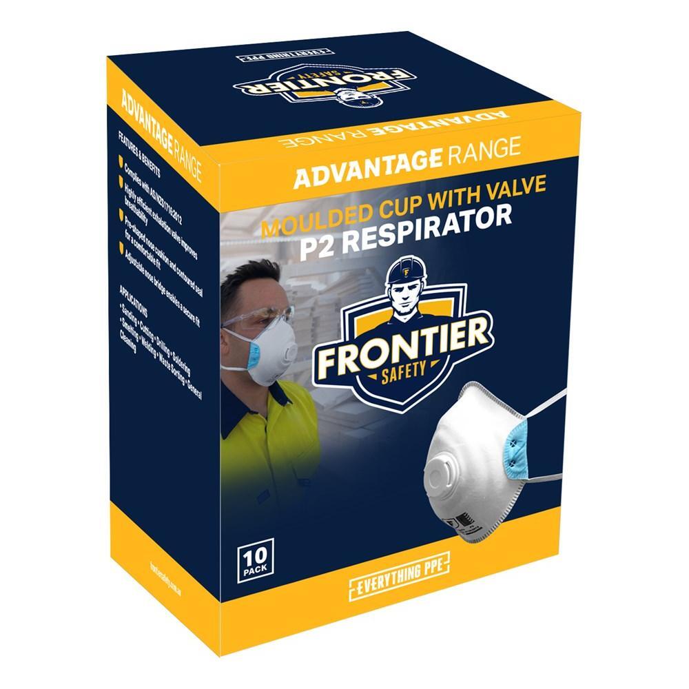 Frontier -  Frontier P2 Moulded Cup Respirator with valve, 10 units per box | 9322297096292