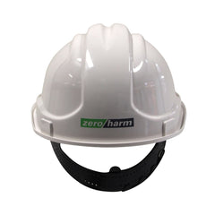 Frontier -  White Taped Unvented Hardhat with Programmed Logo Front and Zero Harm (rear) | 9322297301808