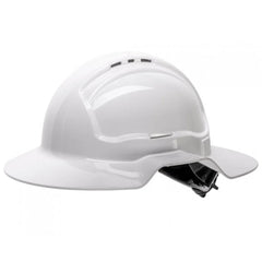 Frontier -  Frontier Tuffgard Broad Brim Vented Hard Hat with ratchet harness White | 9322297222448