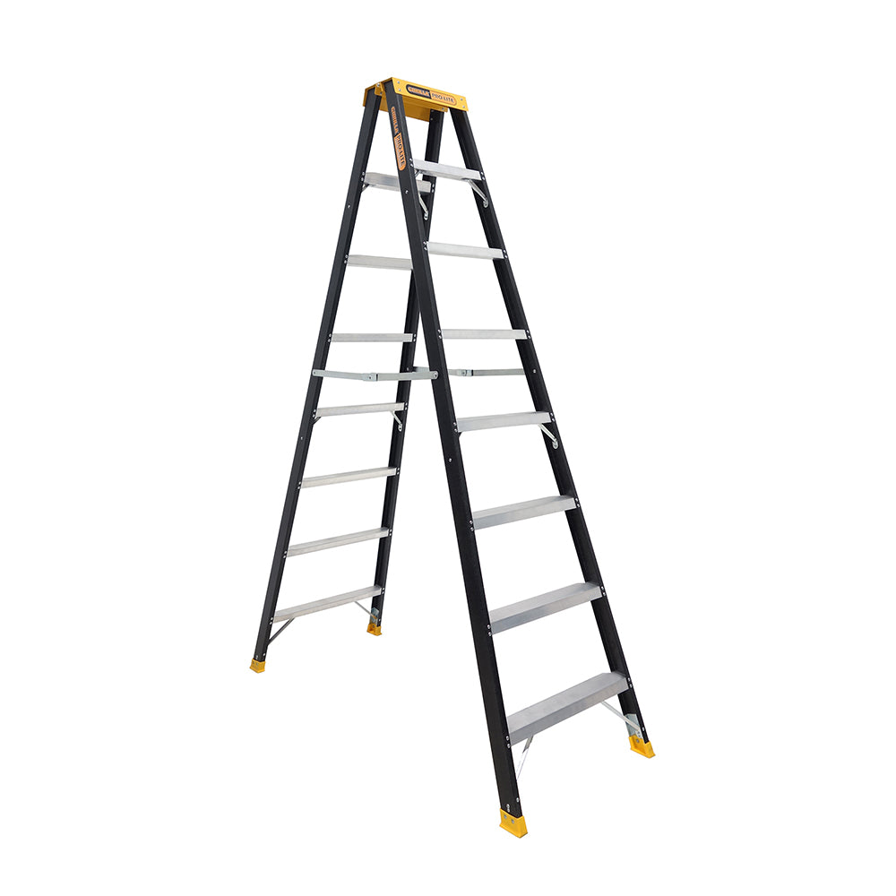 Gorilla - Double sided A-frame ladder 8 Step (2.35m) Pro-Lite Fibreglass 150kg Industrial | FSM008-PRO