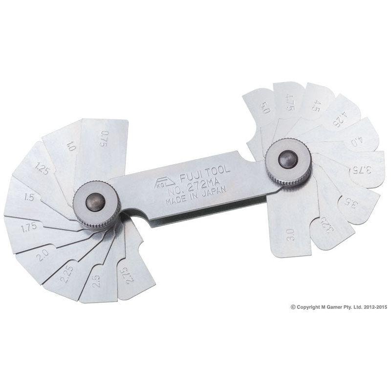 Fuji Tool - Radius Gauge 0.75 to 5mm, 0.25mm increments | FT272MA