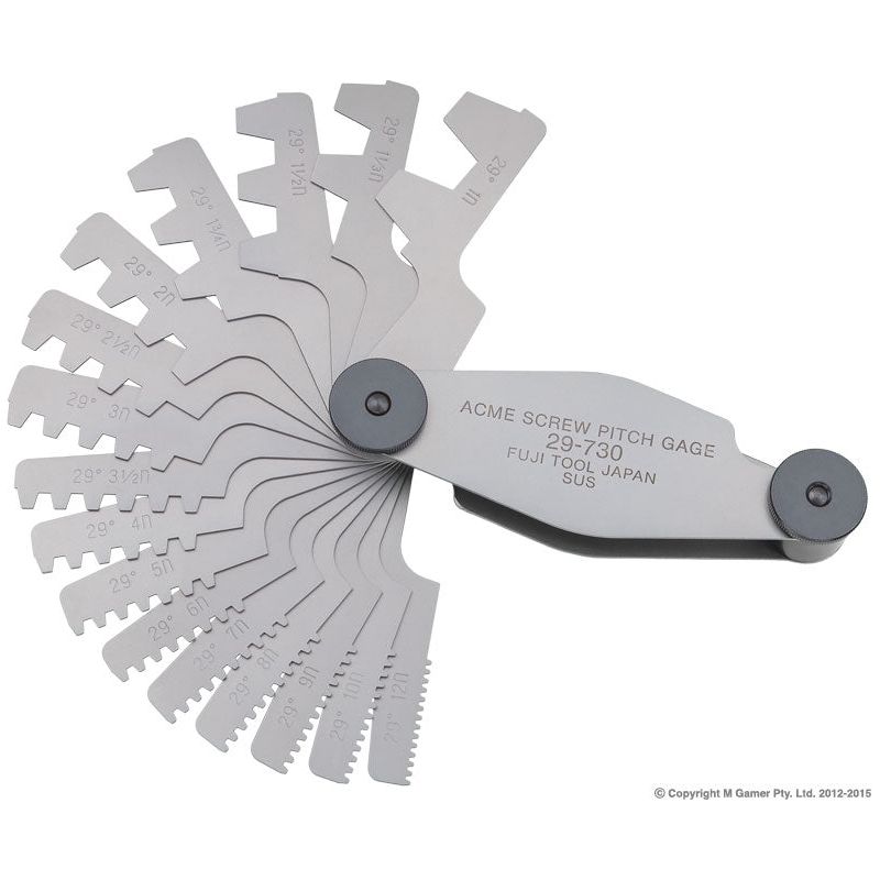 Fuji Tool - Acme screw pitch gauge 16 leaves (1-12tpi) | FT29730