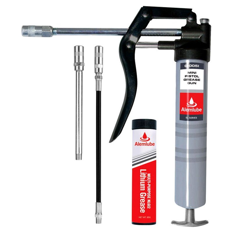 Alemlube - El Series Mini Pistol Grease Gun With Rigid & Flexible Extensions And Grease Cartridge | G10051