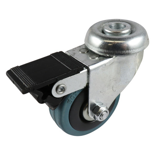 EHI - 50mm Grey Rubber Bolt Hole Brake Castor | G10W33G50-V2