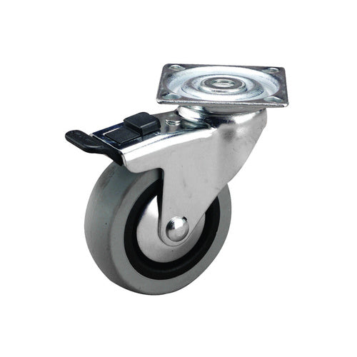 EHI - 100mm Grey Rubber Swivel Plate Brake Castor | G12T33G100