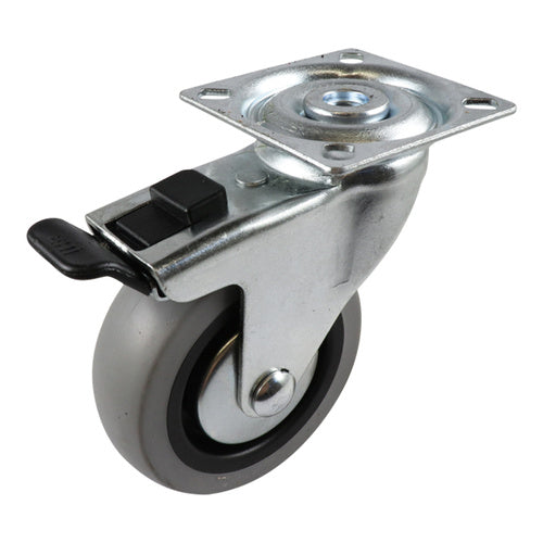 EHI - 75mm Grey Rubber Swivel Plate Brake Castor | G12T33G75