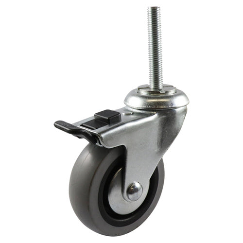 EHI - 100mm Grey Rubber Swivel Brake Expbolt Fitted | G14T33G100