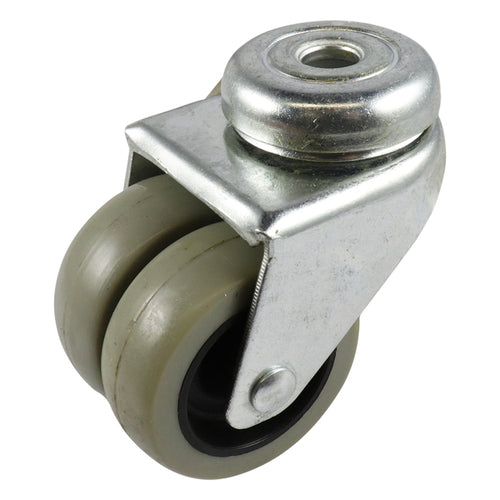 EHI - 50mm Grey Rubber Twin Wheel Bolt Hole Castor | G20A33G50