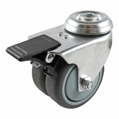 EHI - 75mm Grey Rubber Twin Bolt Hole Brake Castor | G21T33K75