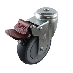 EHI - 100mm Grey Rubber Bolt Hole Brake Castor | G61TZ44K100