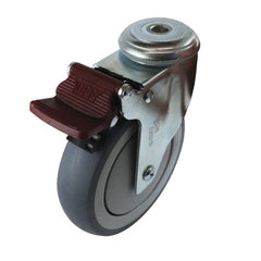 EHI - 125mm Grey Rubber Bolt Hole Brake Castor | G61TZ44K125