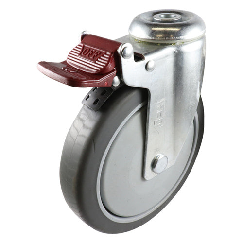 EHI - 150mm Grey Rubber Bolt Hole Brake Castor | G61TZ44K150
