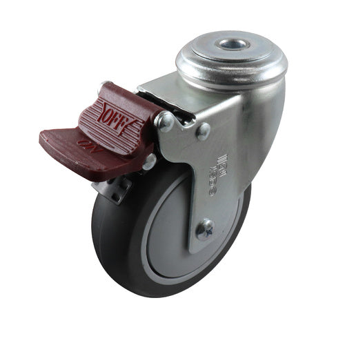 EHI - 100mm Grey Urethane Bolt Hole Brake Castor | G61TZ45K100