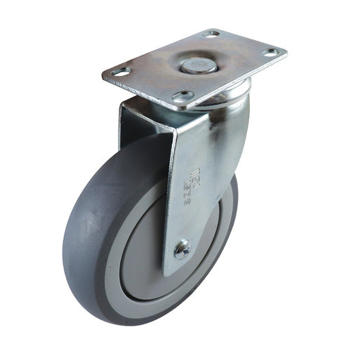 EHI - 125mm Grey Rubber Swivel Plate Castor | G62AZ44K125