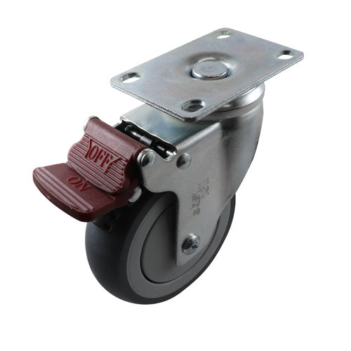 EHI - 100mm Grey Rubber Swivel Plate Brake Castor | G62TZ44K100