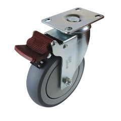 EHI - 125mm Grey Rubber Swivel Plate Brake Castor | G62TZ44K125