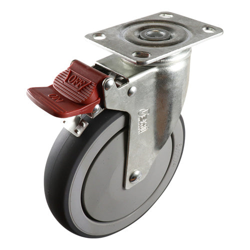 EHI - 150mm Grey Rubber Swivel Plate Brake Castor | G62TZ44K150