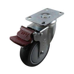 EHI - 100mm Grey Urethane Swivel Plate Brake Castor | G62TZ45K100