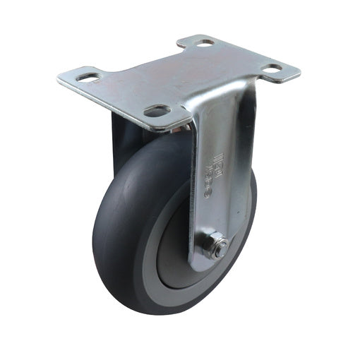 EHI - 100mm Grey Rubber Fixed Plate Castor | G63AZ44K100