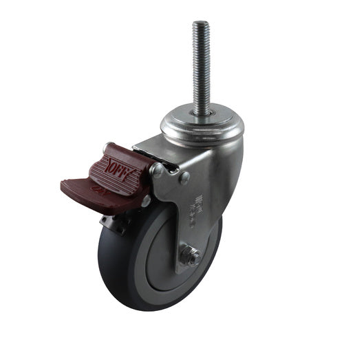 EHI - 100mm Grey Rubber Swivel Brake Expbolt Fitted | G64TZ44K100