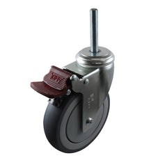 EHI - 125mm Grey Rubber Swivel Brake Expbolt Fitted | G64TZ44K125
