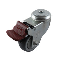 EHI - 75mm Grey Rubber Swivel Brake Expbolt Fitted | G64TZ44K75