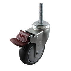 EHI - 100mm Grey Urethane Swivel Brake Expbolt Fitted | G64TZ45K100