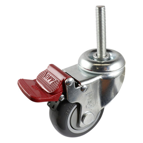 EHI - 75mm Grey Urethane Swivel Brake Expbolt Fitted | G64TZ45K75