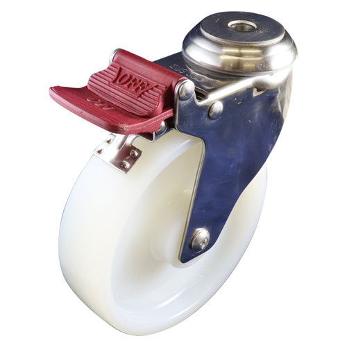 EHI - SS 125mm White Nylon Bolt Hole Brake Castor | G71TS48G125