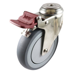 EHI - SS 125mm Grey Rubber Bolt Hole Brake Castor | G71TS62K125