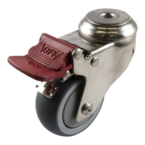 EHI - SS 75mm Grey Rubber Bolt Hole Brake Castor | G71TS62K75