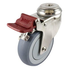 EHI - SS 100mm Grey Urethane Bolt Hole Brake Castor | G71TS63K100