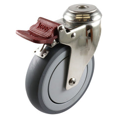 EHI - SS 125mm Grey Urethane Bolt Hole Brake Castor | G71TS63K125