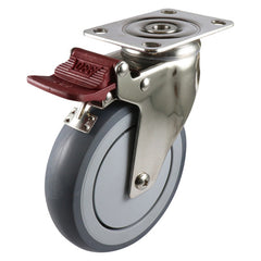 EHI - SS 125mm Grey Rubber Swivel Plate Brake Castor | G72TS62K125