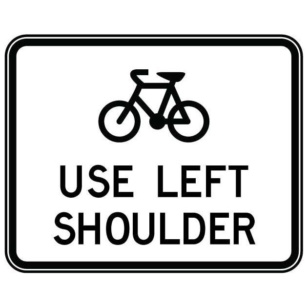 Uniform Safety Signs - 750x600mm - Aluminium - Class 1 - Reflective - Bicycles Use Left Sholder | G9-64