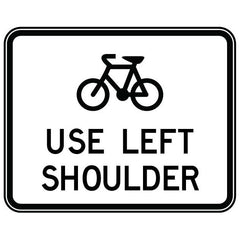 Uniform Safety Signs - 750x600mm - Aluminium - Class 1 - Reflective - Bicycles Use Left Sholder | G9-64