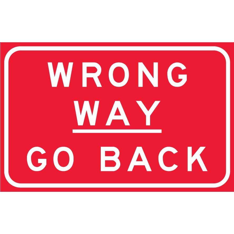 Uniform Safety Signs - 2300x1470mm - Aluminium - Class 1 - Wrong Way Go Back | G9-69