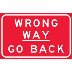 Uniform Safety Signs - 2300x1470mm - Aluminium - Class 1 - Wrong Way Go Back | G9-69