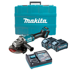 Makita Tools - 40V Max Brushless 180mm (7") Angle Grinder Kit - Includes 2 x 4.0Ah Batteries Single Port Rapid Charger & Plastic Case | GA037GM201