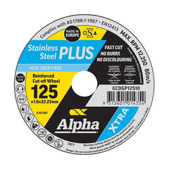 Alpha Stainless Steel Plus | 125 x 1.0mm Cutting Disc - 25 Pack