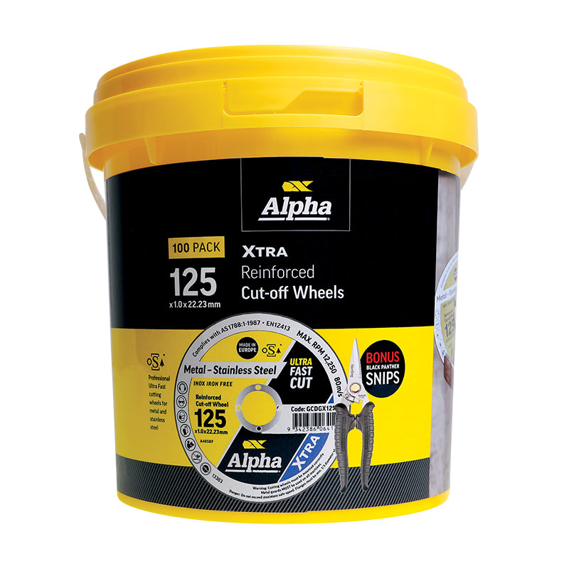 Cutting Disc 125 x 1mm XTRA Tub (Pk 100) Bonus Free Snips
