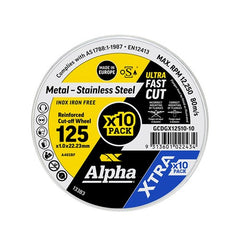 Alpha Slab Cutting Disc 125 x 1.0mm Silver Series Pack of 100