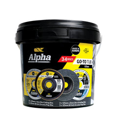 125mm Cutting, Flap & Grinding Disc | 34 Disc Go-To Tub