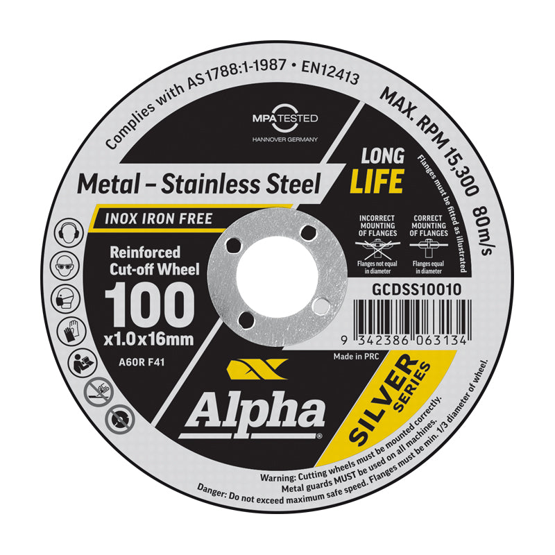 Alpha Cutting Disc X 1mm Silver Series Maxabrase Brand (Pkt 25)