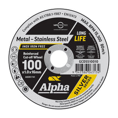 Alpha Cutting Disc X 1mm Silver Series Maxabrase Brand (Pkt 25)