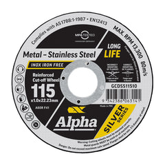 Cutting Disc 115 x 1mm Silver Series Trade Tin (Pk 10)